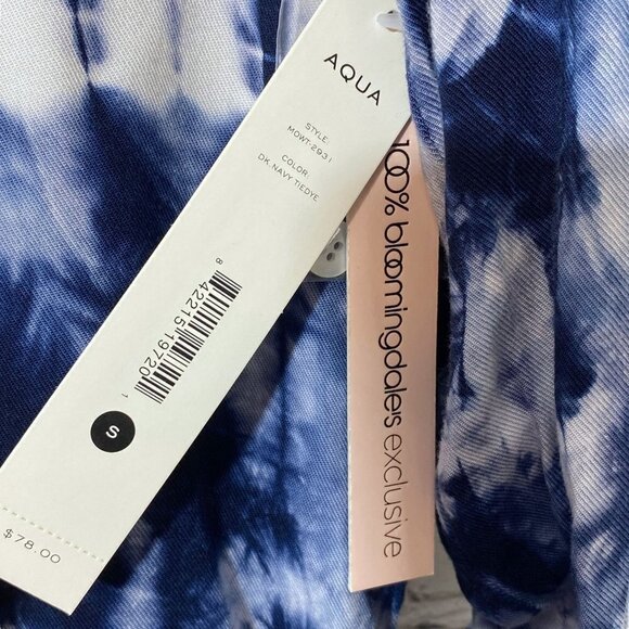 AQUA Tie Dye Shirt Small Blue Rayon Long Sleeve Button Up NWT Bloomingdales - Picture 7 of 13